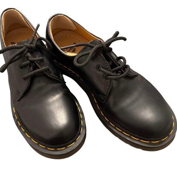 Dr. Martens 1461 Black Leather Oxfords Split Size 7/8 Y2K Grunge Punk Goth - Picture 2 of 10